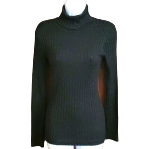 George Fitted Black Sparkly Turtleneck Sweater